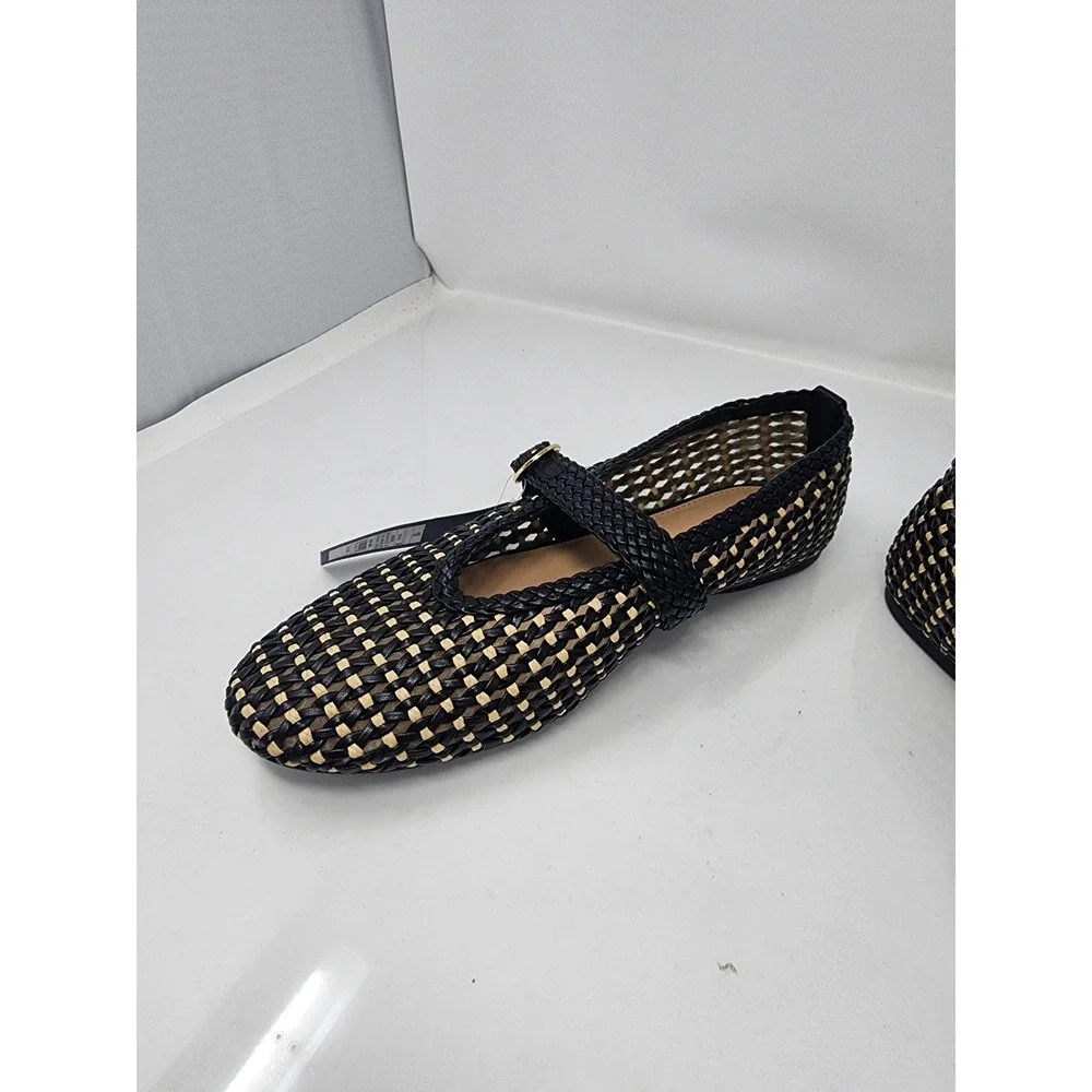 Universal Thread Womens Woven Mary Jane Flats Black Textile Casual Size 10